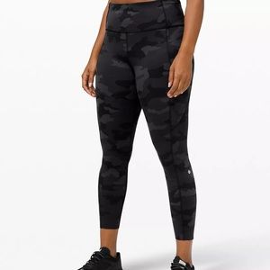 Lululemon Fast and Free Tight 25" Camo Deep Coal